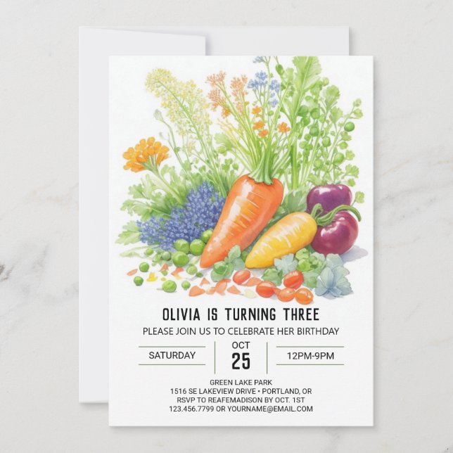 Invitation Jardin de légumes vibreux Anniversaire (Devant)