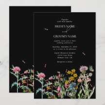 Jardin de mariage bohème noir à l'aquarelle avec f