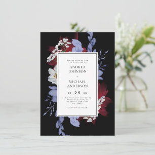 Invitation Jardin de nuit en fleur foncée Goth Floral Mariage
