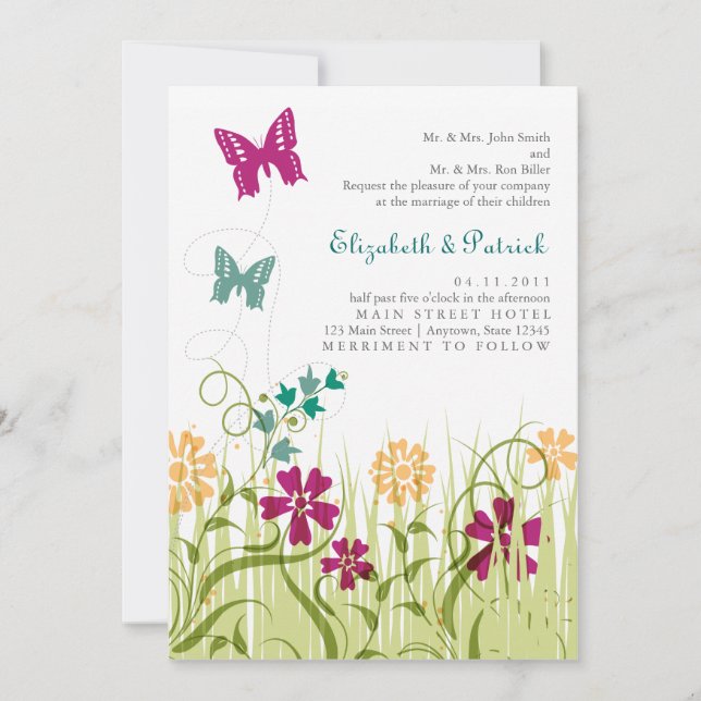 Invitation Jardin de papillon dans des tons de bijou (Devant)