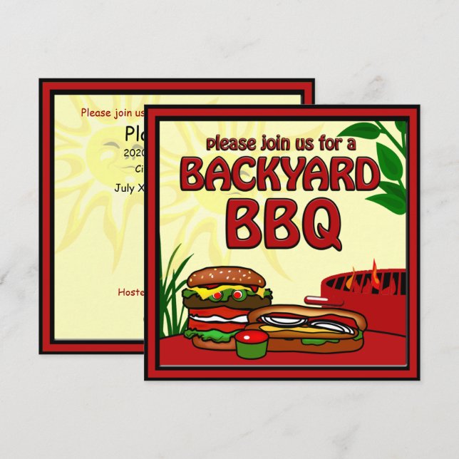 Invitation Jardin de pique-nique barbecue (Devant / Derrière)