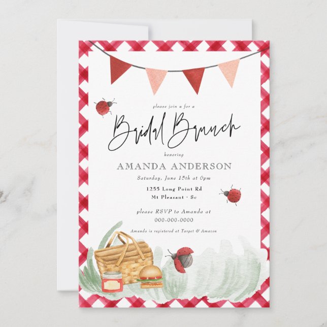 Invitation Jardin de pique-nique rustique BBQ Bridal Brunch (Devant)