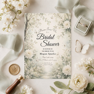 Invitation Jardin de printemps Papillon Blanc pour la Mariée