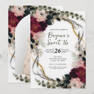Invitation Jardin de prunes en velours floral verdure Sweet 1