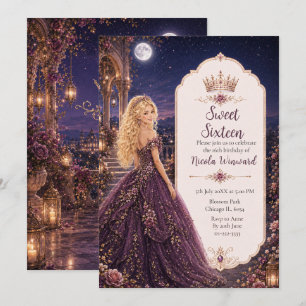 Invitation Jardin de pruniers au clair de lune pour un Sweet 