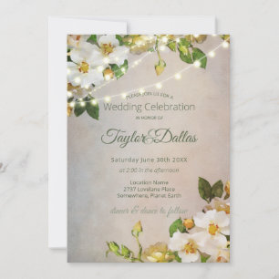 Invitation Jardin de roses en ivoire Mariage rose tendre