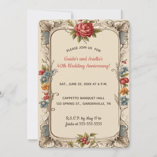 Invitation Jardin de roses romantiques modifiables (Devant)