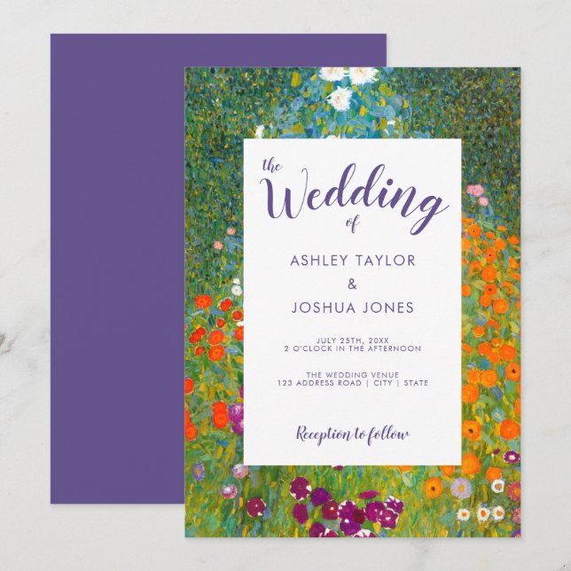 Invitation Jardin des fleurs de Gustav Klimt Mariage floral (Devant / Derrière)