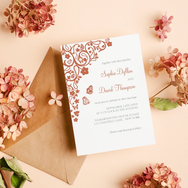 Invitation Jardin des papillons floraux Terracotta Boho Maria (Créateur téléchargé)