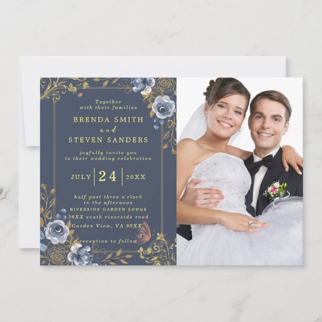 Invitation Jardin d'été Aquarelle Mariage floral (Devant)