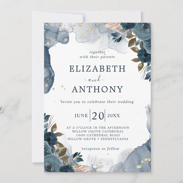 Invitation Jardin d'été Aquarelle Mariage floral (Devant)