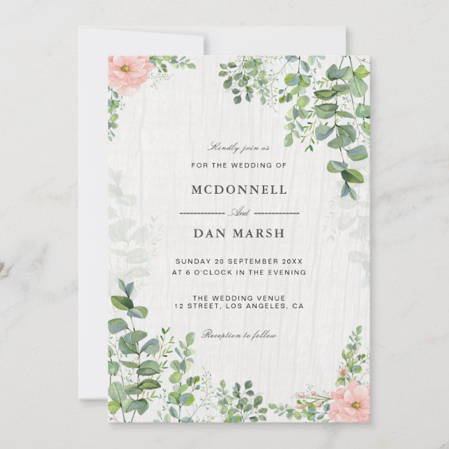 Invitation Jardin d'été Aquarelle Mariage floral (Devant)