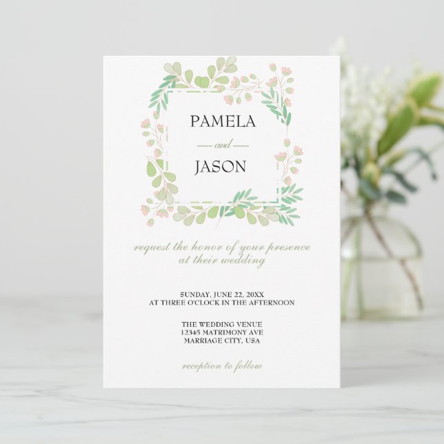 Invitation Jardin d'été Aquarelle mariage floral (Debout devant)
