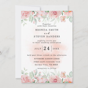 Invitation Jardin d'été Aquarelle Mariage floral