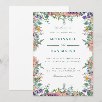 Invitation Jardin d'été Aquarelle Mariage floral