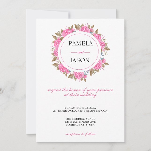 Invitation Jardin d'été Aquarelle mariage floral (Devant)