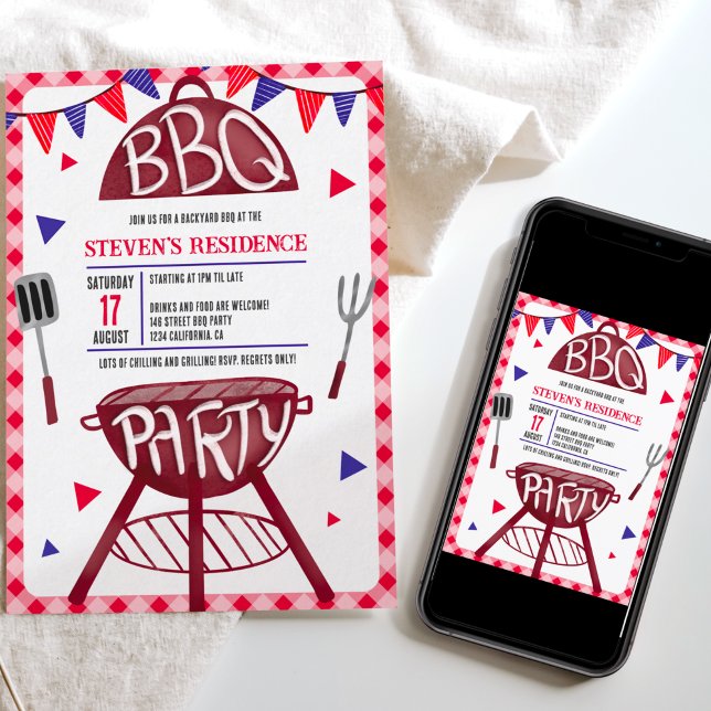 Invitation Jardin d'été barbecue grill 4 juillet (Créateur téléchargé)