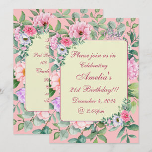 Invitation Jardin d'été rose délicieuse Fête Florale Annivers