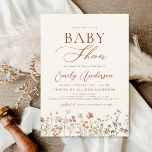 Invitation Jardin du Baby shower Fleur sauvage Boho