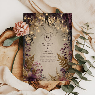 Invitation Jardin du crépuscule avec des fougères dorées