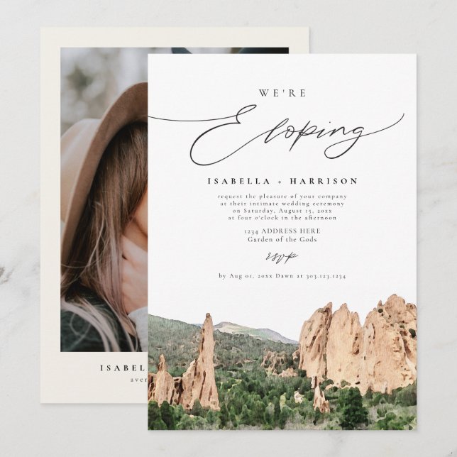 Invitation JARDIN DU GODS Mountain Elopement (Devant / Derrière)