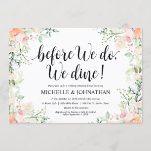 Invitation Jardin Élégance Mariage Répétition Dîner Invitatio
