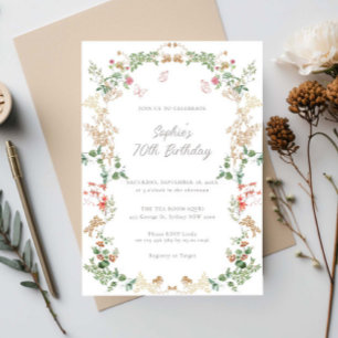 Invitation Jardin élégant de fleurs sauvages 70e anniversaire