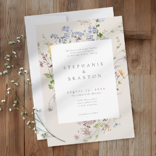 Invitation Jardin Élégant de Fleurs Sauvages Crème pour Maria