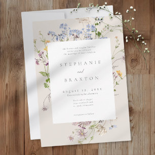 Invitation Jardin Élégant de Fleurs Sauvages Crème pour Maria