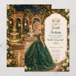 Invitation Jardin émeraude au clair de lune pour un Sweet Six