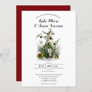 Invitation Jardin enchanté Bourgogne Mariage vert