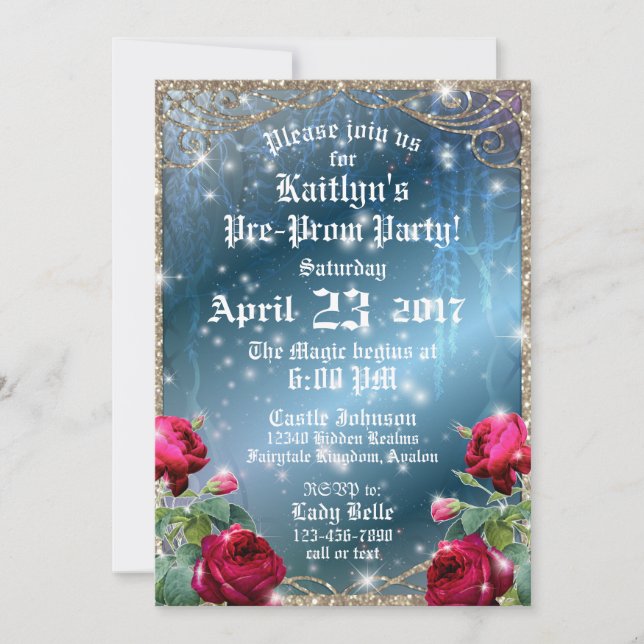 Invitation Jardin enchanté de la Rose rouge Prom (Devant)