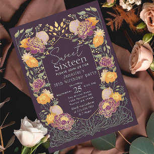 Invitation Jardin enchanté Floral Sweet 16 Anniversaire
