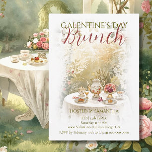 Invitation Jardin Ensoleillé Thé Galentine Brunch Aquarelle
