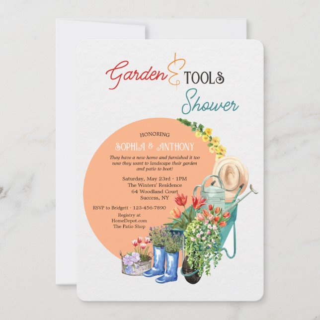 Invitation Jardin et outils Douche (Devant)