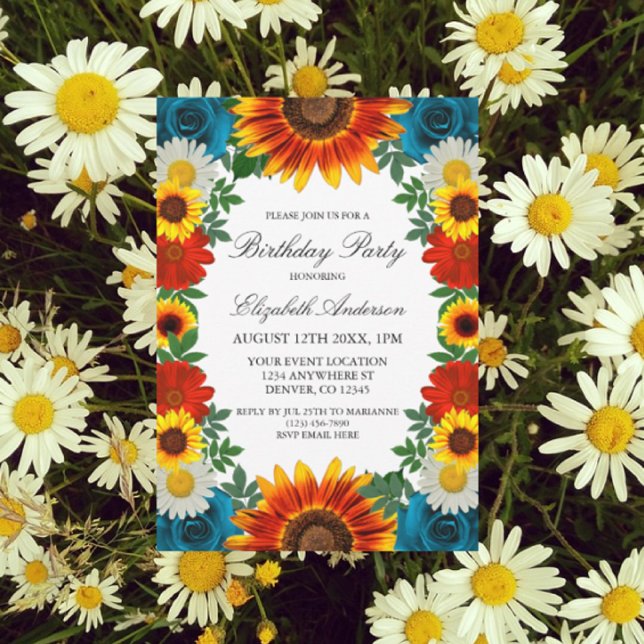 Invitation Jardin été Floral Anniversaire (Créateur téléchargé)