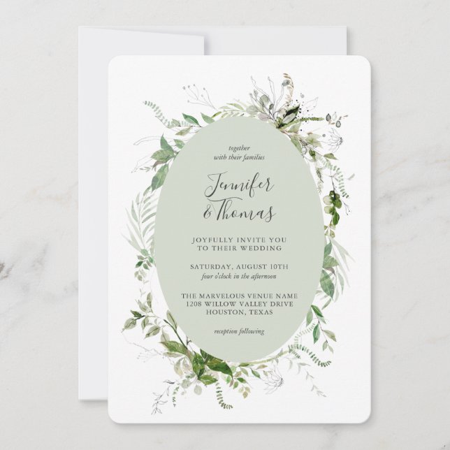 Invitation Jardin Ethereal Vert Mariage botanique (Devant)