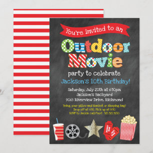Invitation Jardin extérieur Movie Anniversaire fête - Chalkbo