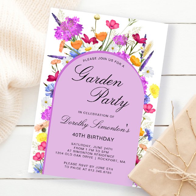 Invitation Jardin Fleur sauvage aquarelle 40e anniversaire (Créateur téléchargé)