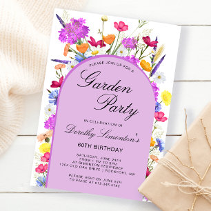 Invitation Jardin Fleur sauvage aquarelle 60e anniversaire
