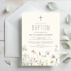 Invitation Jardin fleur sauvage Baptême En Bloom Boho
