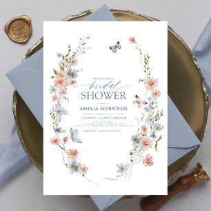 Invitation Jardin Fleur sauvage bleu Dusty Fête des mariées V