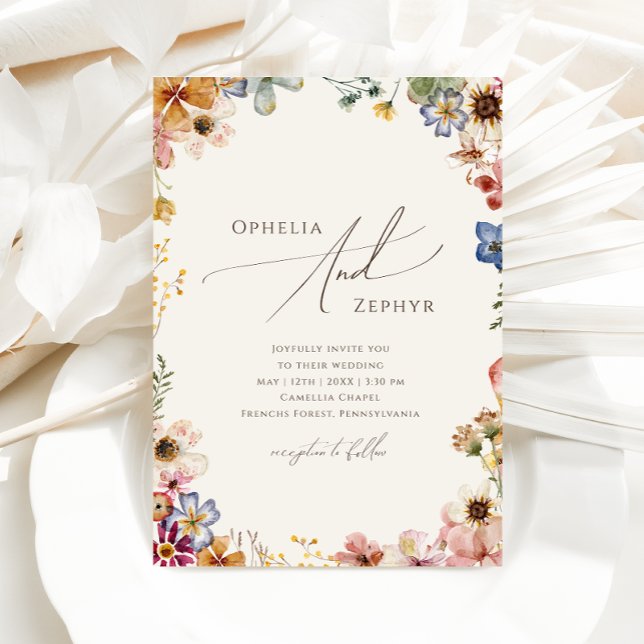 Invitation Jardin Fleur sauvage coloré | Mariage Décontracté  (Créateur téléchargé)