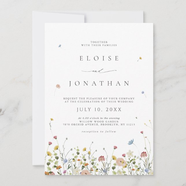 Invitation Jardin Fleur sauvage de printemps Floral minimalis (Devant)