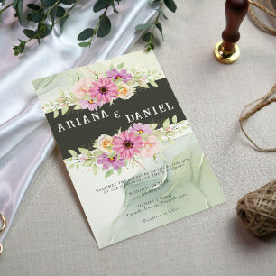 Invitation Jardin Fleur sauvage de tournesol rose jaune Maria