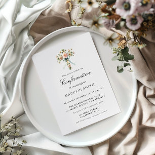Invitation Jardin Fleur sauvage élégant Première Communion Sa