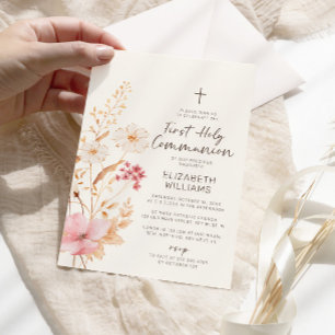 Invitation Jardin Fleur sauvage moderne Première communion sa