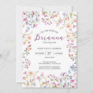 Invitation Jardin fleur sauvage thème Fille aquarelle anniver