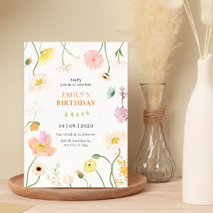 Invitation Jardin fleuri doux pour anniversaire