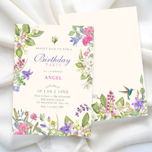 Invitation Jardin fleuri esthétique d'anniversaire